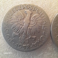 5 ZŁ RYBAK,1958, rzadki, cenny, 2 monety .