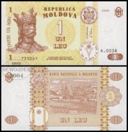 BNB - MOŁDAWIA 1 Leu 1998 # seria A.0038 nr 735041 # P8c # UNC