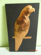 obrazek metaloplastyka papuga miedziana miedzioryt ara? hand made