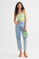 H & M top zielony limonkowy prążkowany serce dzianinowy sweterkowy y2k boho