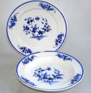 2 TALERZE Z KOBALTOWYM WZOREM XIX / XX w.