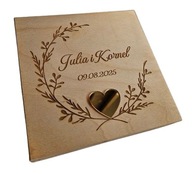 Pudełko Na Pieniądze Ślub Drewniane Pamiątka Kartka Wesele Grawer
