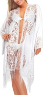 NARZUTKA PLAŻOWA KIMONO KORONKOWA FRĘDZLE BIKINI BOHO LATO UNIWERSALNY