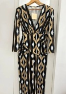 Suknia damska midi we wzory marszczona na okazje komunię M 38