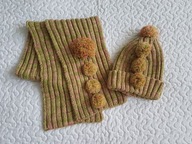 Wójcik czapka i szalik zieleń i róż nowy roz 116