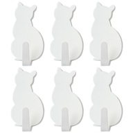 HACZYK SAMOPRZYLEPNY METALOWY KOT BIAŁY WIESZAK BEZ WIERCENIA ŚCIENNY 6 SZT
