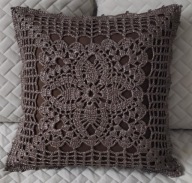 Poszewka szydełkowa 40x40 Poduszka wzór 27 brązowa