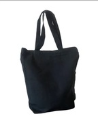 Torba shopper plocienna czarna z zamkiem – torba na zakupy