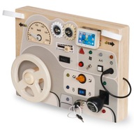 Drewniana zręcznościowa manualna tablica do zabawy dla dzieci - kokpit auta