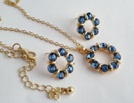 WISIOR POZŁACANY Z KOLCZYKAMI NIEBIESKI KRYSZTAŁ