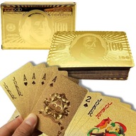 KARTY DO GRY ZŁOTE GOLD PLASTIKOWE TALIA 54 WODOODPORNE DO POKERA