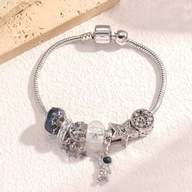 Bransoletka damska srebna z astronautą gwiazda CLM40