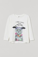 H&M Bawełniany top z nadrukiem Kot 122/128