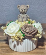 Flower box sojowe kwiaty róże prezent na chrzest podziękowania