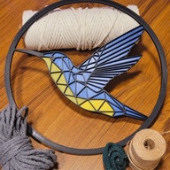 Baza do makramy zawieszka dekoracja na ścianę kolor Koliber Ptak 24cm koło