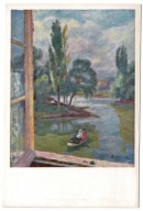 JÓZEF PANKIEWICZ PEJZAZ Z ŁÓDKĄ WYDAWCA MORTKOWICZ DRUK ANCZYC