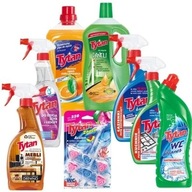 UNIWERSALNY ZESTAW ŚRODKÓW CZYSTOŚCI PŁYN DO KUCHNI WC SZYB OKIEN TYTAN