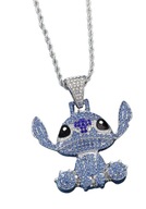 Damski Naszyjnik Duży Lilo & Stitch Kosmita Cyrkonie Stich Srebrny