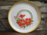 PRL - Stara Sygnowana Emaliowana Taca_śr. 40 cm