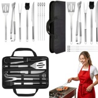 ZESTAW AKCESORIÓW DO GRILLA SZTUĆCE NARZĘDZIA PRZYBORY STAL NIERDZEWNA 9W1