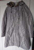 vivero 42 kurtka dłuższa ciepła stan dobry- srebrna szara kapturek 'misio'