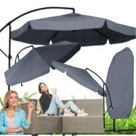 PARASOL OGRODOWY 3,5M REGULOWANY NA WYSIĘGNIKU SZARY + POKROWIEC 350x250 CM
