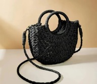 Torebka pleciona mała słomiana czarna plażowa mała i