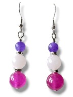 JFKRJ01 Kolczyki kamienie KWARC RÓŻOWY JADEIT