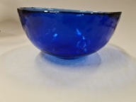 szklana misa prl kobaltowe szkło