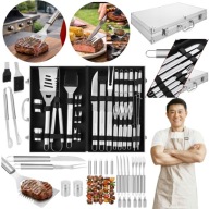 AKCESORIA PRZYBORY SZTUĆCE DO GRILLA GRILLOWANIA ZESTAW 26W1 + WALIZKA