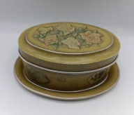 Stara aluminiowa puszka z tacką - śliczne róże - kwiaty - ciekawa !