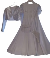 SUKIENKA BIAŁA KOMUNIA 134-140 KRESPOL TOREBKA RĘKAWICZKI BOLERKO KORONKA