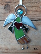 „Aniołek z Sercem” nr 13, 14 ) witraż Tiffany, zawieszka, Idealny Prezent.