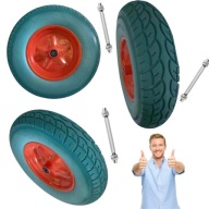 KOŁO DO TACZKI PEŁNE BEZDĘTKOWE POLIURETANOWE 4.00-8 Z OŚKĄ