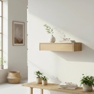 SZAFKA WISZĄCA Z DREWNA DĘBOWEGO Z SZUFLADĄ