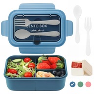 Lunchbox niebieski 1200ml przegródki mikrofalówka sztućce