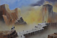 AUKCYJNY OBRAZ OLEJNY GRZEGORZ JAŚNIKOWSKI - PIELGRZYMI