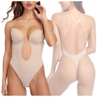 Śliczne body wyszczuplające z odkrytymi plecami 42 beż