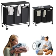 KOSZ NA PRANIE BIELIZNE WOLNOSTOJĄCY 3 PRZEGRODY Z PÓŁKĄ POJEMNIK LOFT 160L