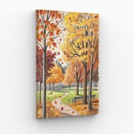Obraz na Płótnie 30x40cm Jesienny Park Złote Liście Salon Loft Nowoczesny
