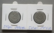 PRL 50 GROSZY 1949, 1957 W HOLDERACH ZESTAW 2 SZT.