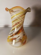 Stary szklany wazon ręcznie formowany Mundgeblasen Vintage