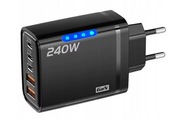 ŁADOWARKA SIECIOWA DO TELEFONU LAPTOPA SZYBKA 240W 5 PORTÓW GaN USB-C 3.0