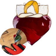 Witraż ANIOŁ Amorek ręcznie wykonany (Tiffany) | 13 × 10 cm