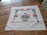 WIEKOWA LNIANA RĘCZNIE WYKONANA HAFTOWANA MAKATKA KILIM TULIPANY 79 x 87