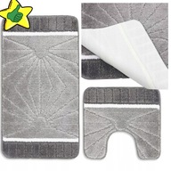 DYWANIKI ŁAZIENKOWE KOMPLET 2 SZT SZARY ANTYPOŚLIZGOWY MIĘKKI ZESTAW