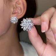 KOLCZYKI oplotki KWIAT ŚNIEGU GLAMOUR WALENTYNKI SREBRNY ŚLUB VINTAGE