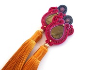 KOLOROWE KOLCZYKI SUTASZ antyczne frędzle chwosty