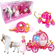Lalka interaktywna z karetą zestaw księżniczki | dźwięk światło konik