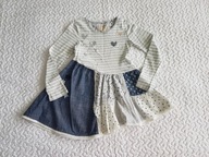 Next sukienka szare paski i niebieski roz 116